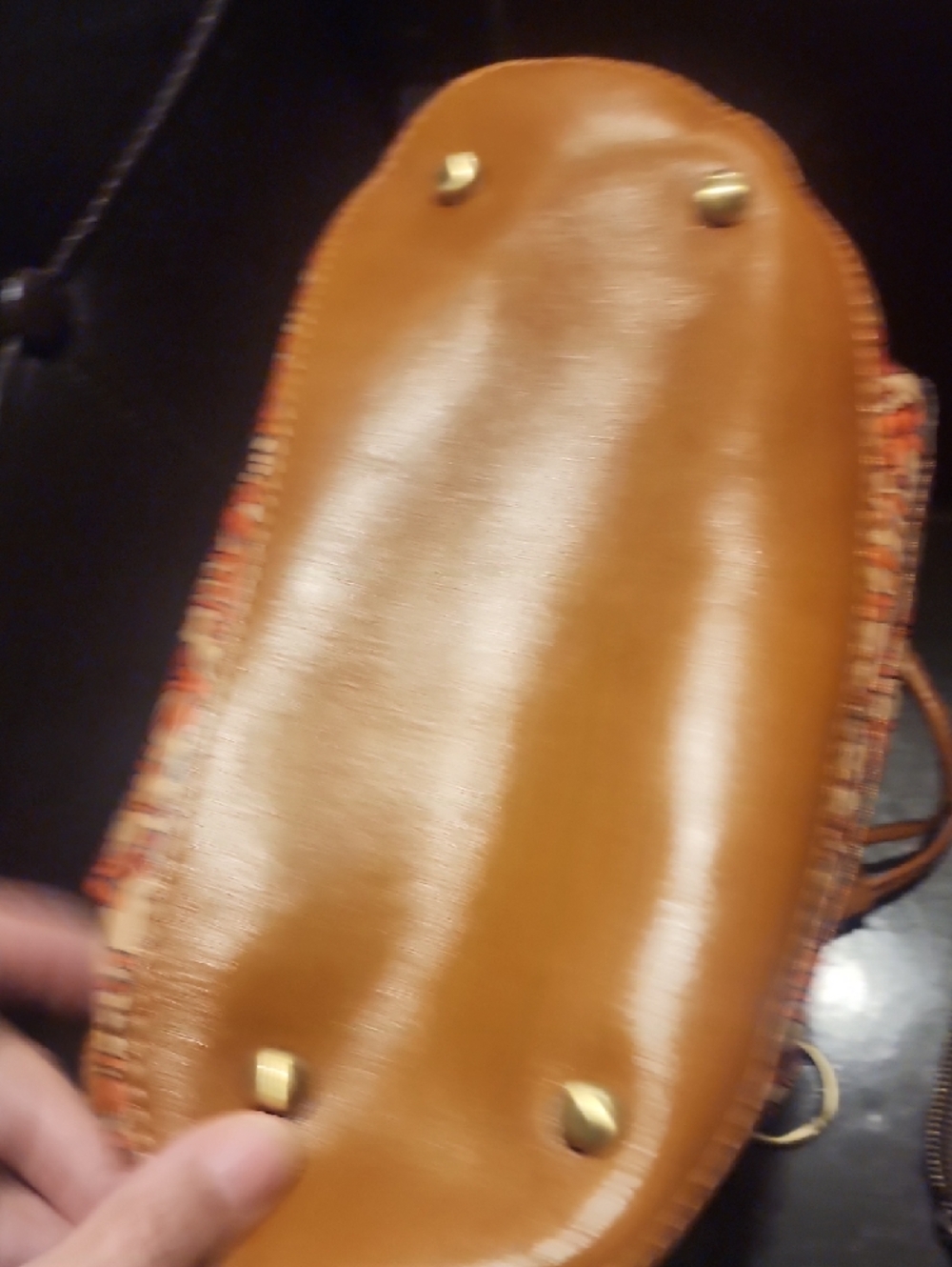 PATRICA NASH Orange Floral Drawstring Bucket Bag with Tan Trim. Wallet Included. - Picture 6 of 10